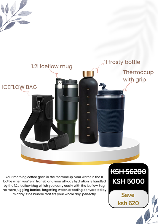 1.2l Iceflow mug X 1l Frosty X Thermocup with grip x Stanley bag