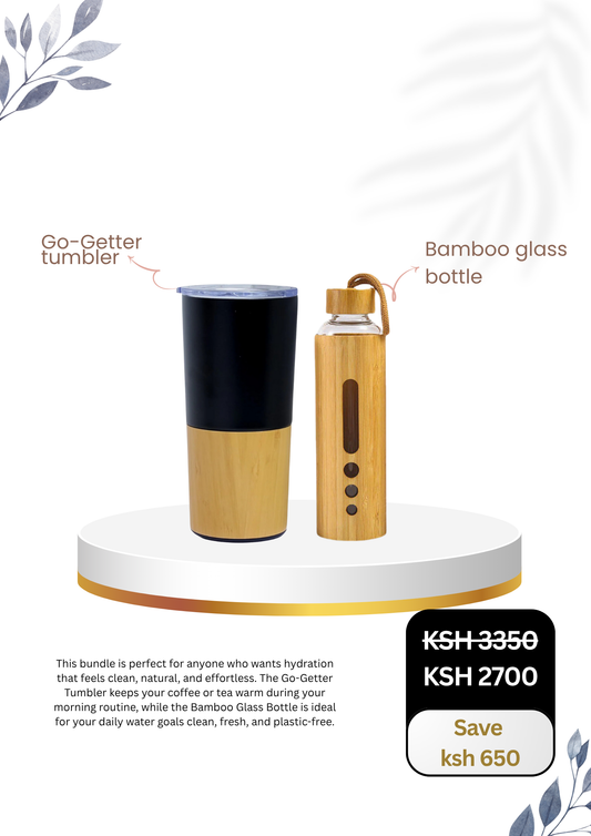 Go-Getter Tumbler X Bamboo Glass Bottle