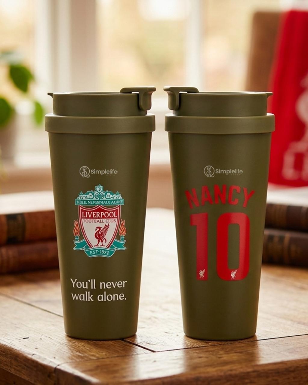 Personalized Football Double drink Thermo Cup – Insulated Travel Mug with Name & Number