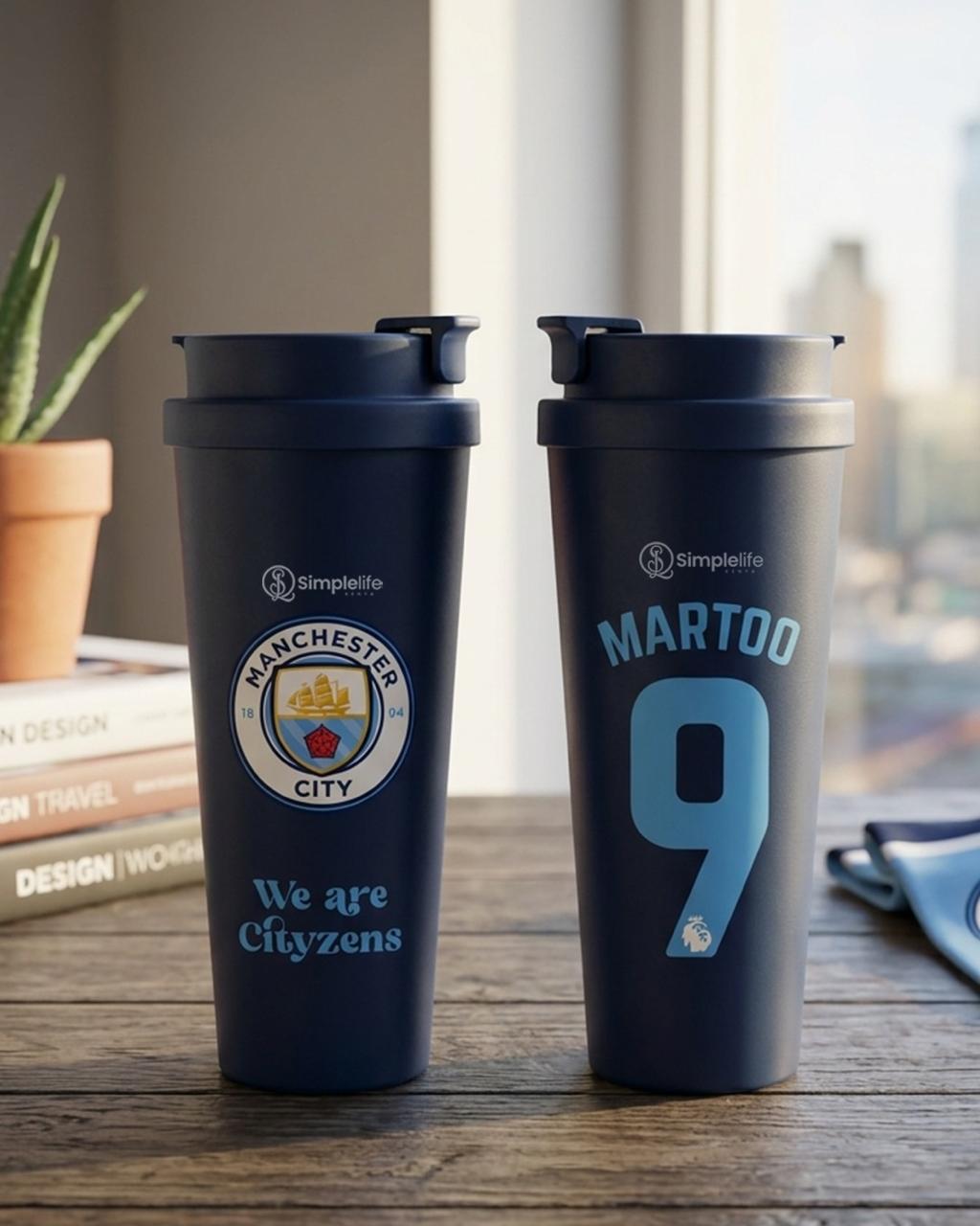 Personalized Football Double drink Thermo Cup – Insulated Travel Mug with Name & Number