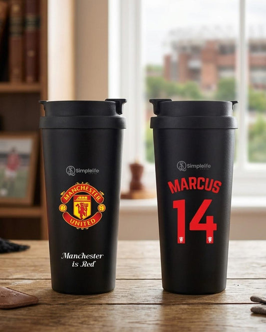 Personalized Football Double drink Thermo Cup – Insulated Travel Mug with Name & Number